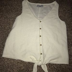 MADEWELL Texture & Thread Button Front Tie Tank